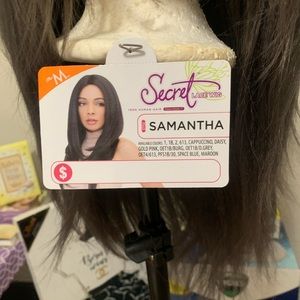 Middle part dark grey wig